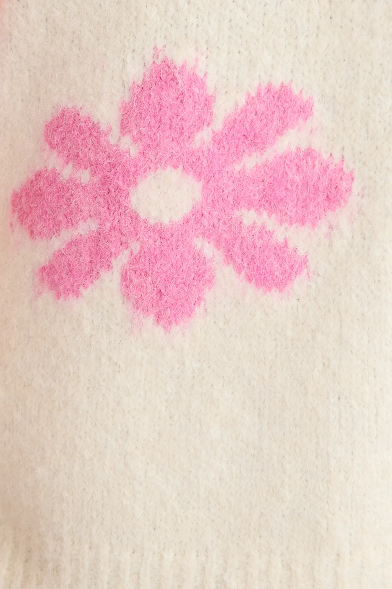 Captivate Knit Cardigan in Cream with Pink Floral Wool Blend - Image 6