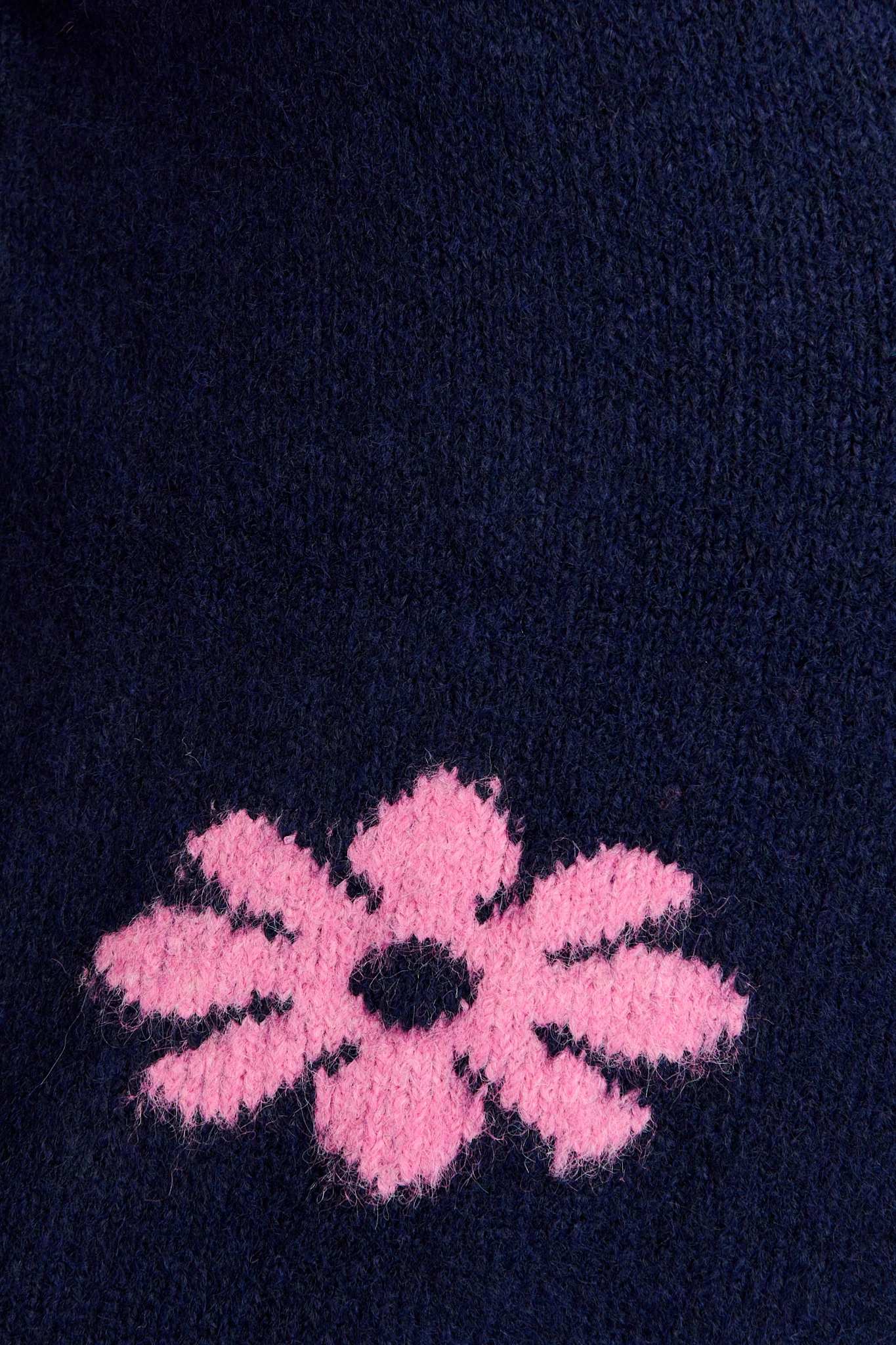 Captivate Knit Cardigan in Navy with Pink Floral Wool Blend - Image 6