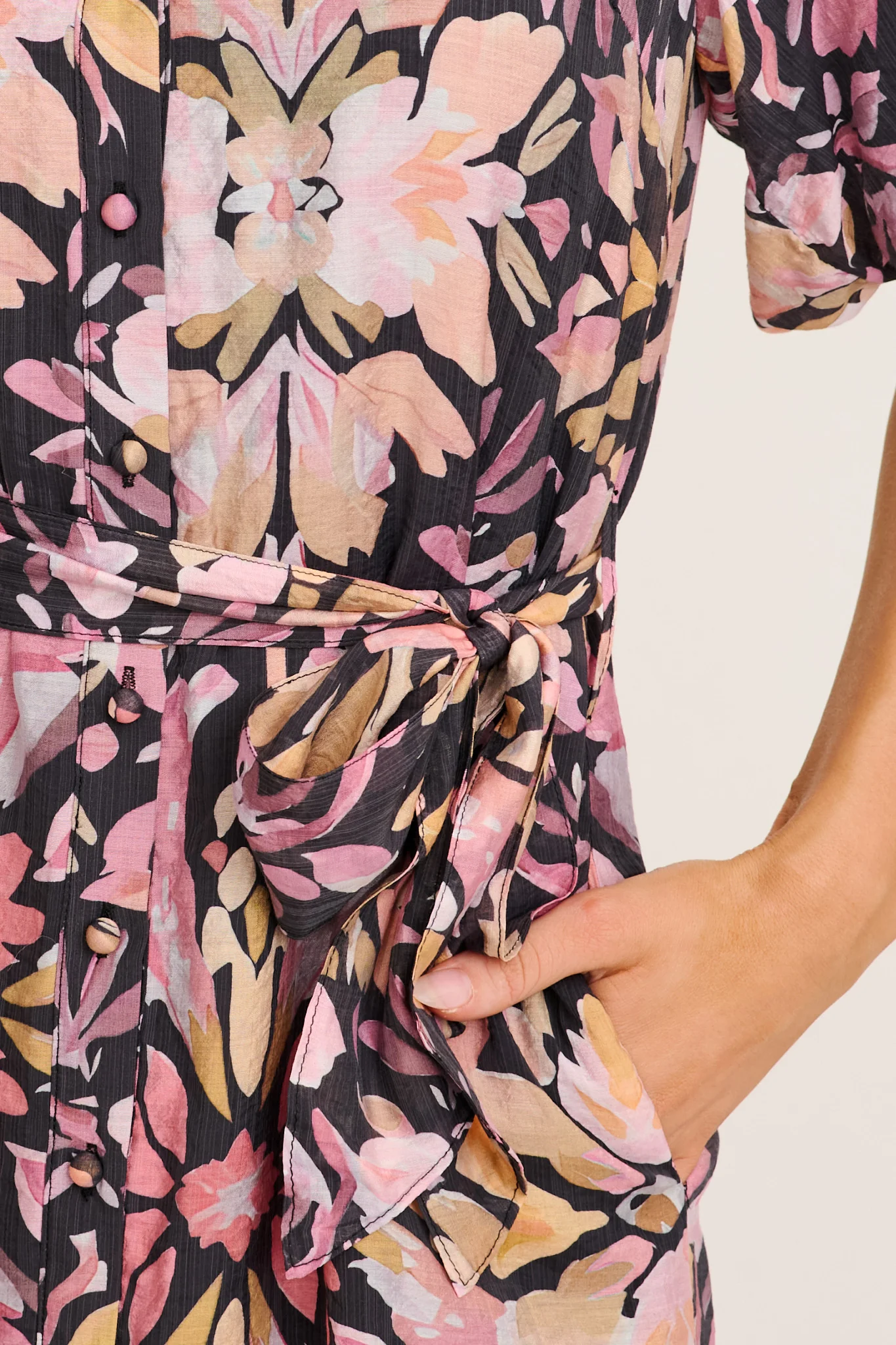 Daylight Loving Shirt Dress in Black Multi Floral - Image 5