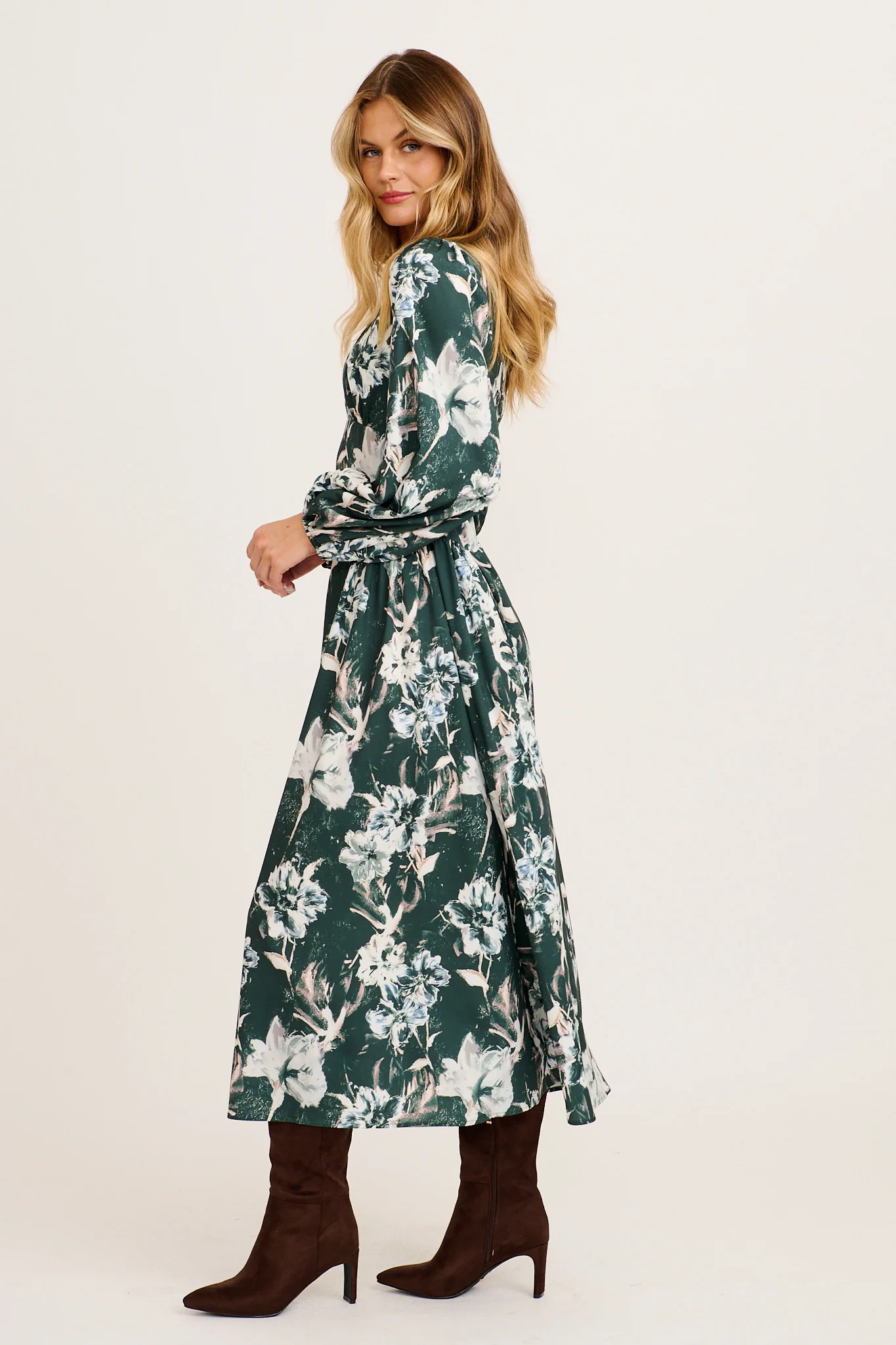Enchanted Floral Maxi Dress in Emerald Green Floral - Image 3