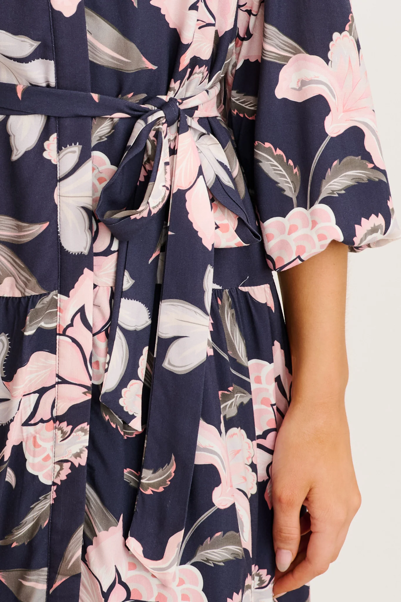 Josia Midi Dress in Navy with Pink Floral - Image 5