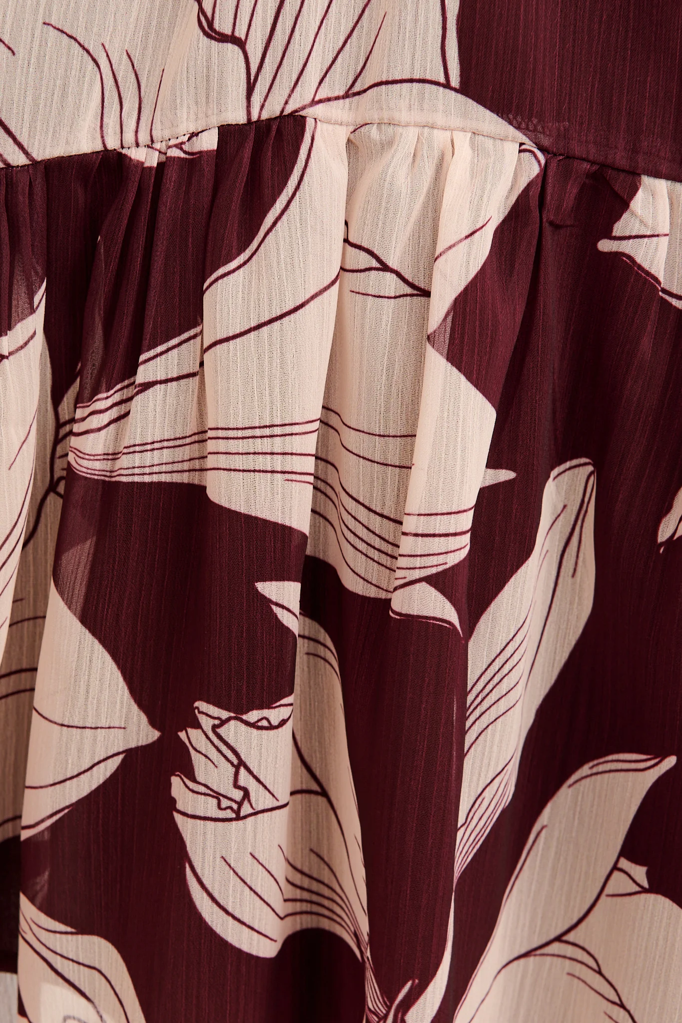 Mica Dress in Burgundy and Cream Floral Chiffon - Image 6