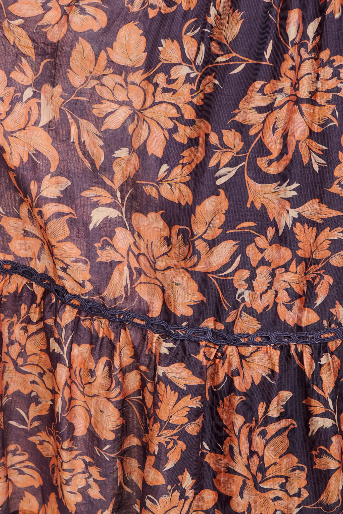 Posy Midi Dress in Navy with Rust Floral - Image 6