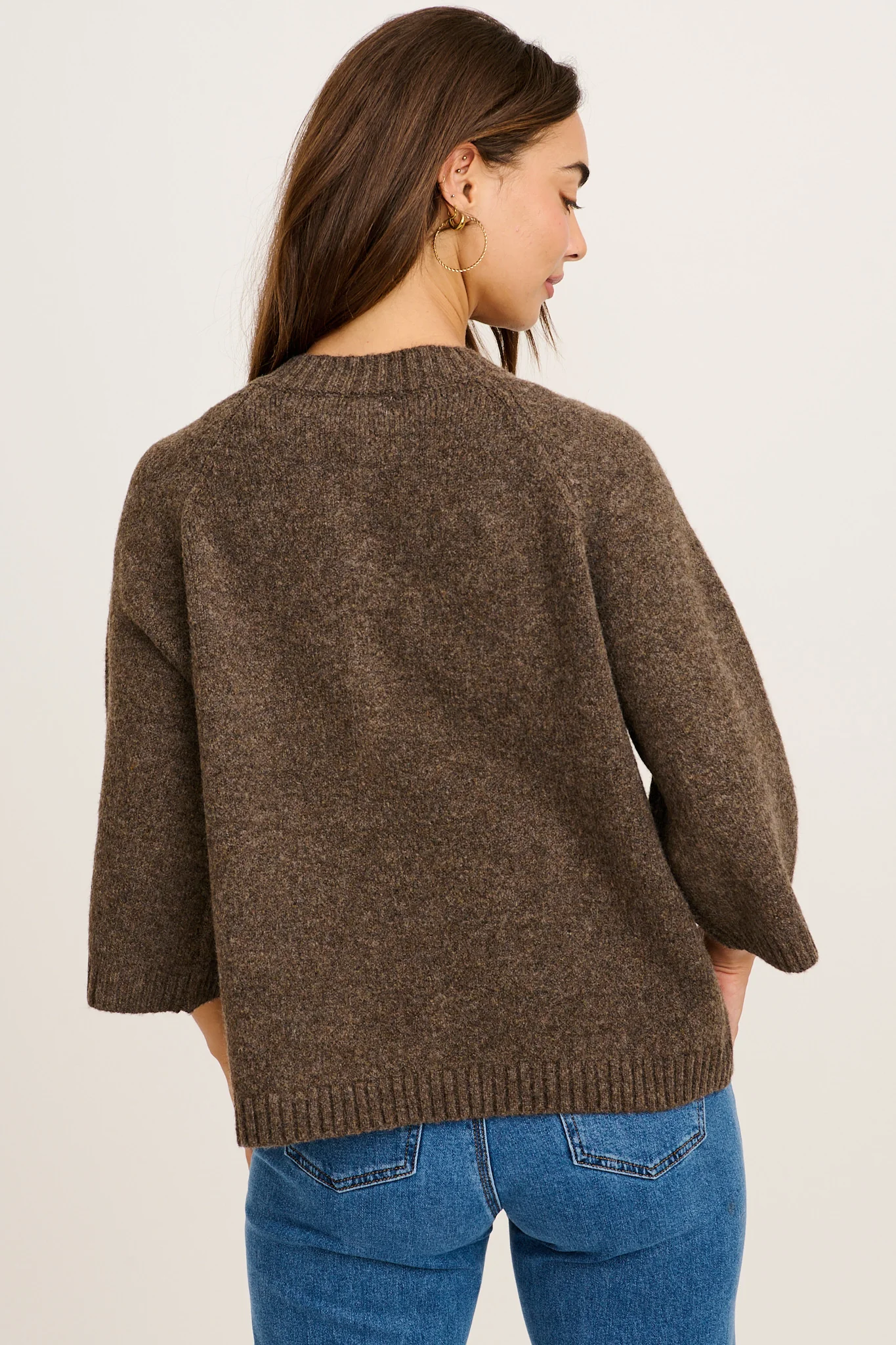 Timeless Comfort Knit Cardigan in Chocolate Wool Blend - Image 3