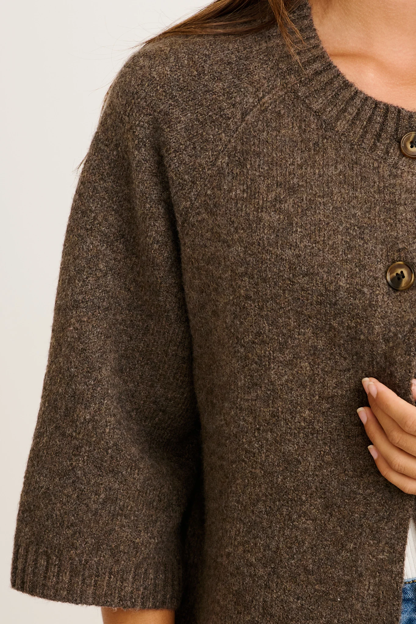 Timeless Comfort Knit Cardigan in Chocolate Wool Blend - Image 5
